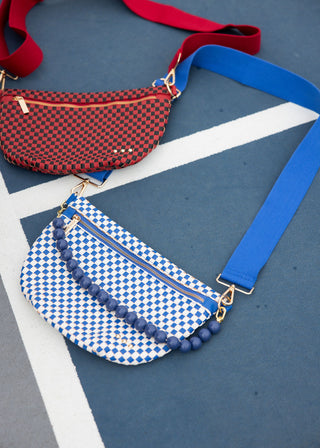 Checkered Woven Bum Bag – Royal Blue