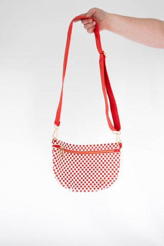 Checkered Woven Bum Bag – Cherry Red