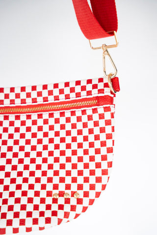 Checkered Woven Bum Bag – Cherry Red