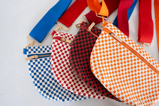 Checkered Woven Bum Bag – Cherry Red