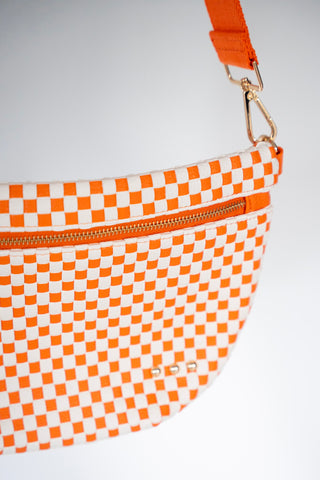 Checkered Woven Bum Bag – Orange