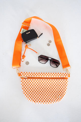 Checkered Woven Bum Bag – Orange