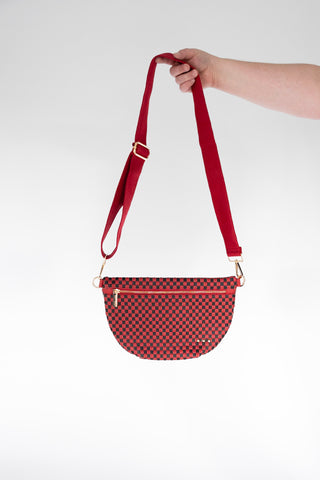 Checkered Woven Bum Bag – Red | Black
