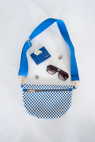 Checkered Woven Bum Bag – Royal Blue