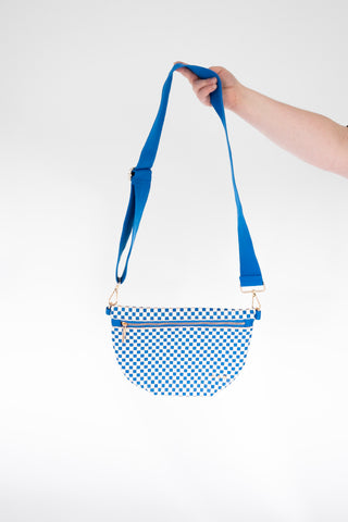 Checkered Woven Bum Bag – Royal Blue