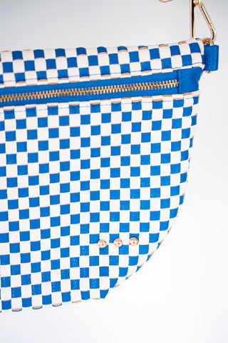 Checkered Woven Bum Bag – Royal Blue