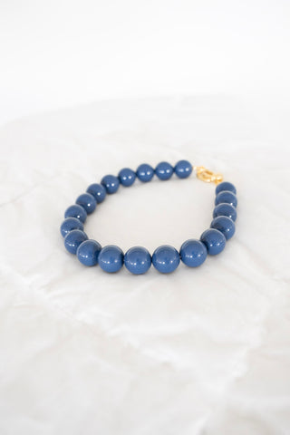 Chunky Beaded Bag Charm Necklace – Navy