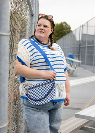 Chunky Beaded Bag Charm Necklace – Navy