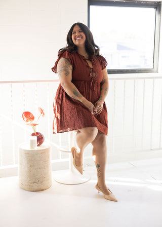 Cotton Eyelet Flutter Sleeve Dress – Sierra Redwood