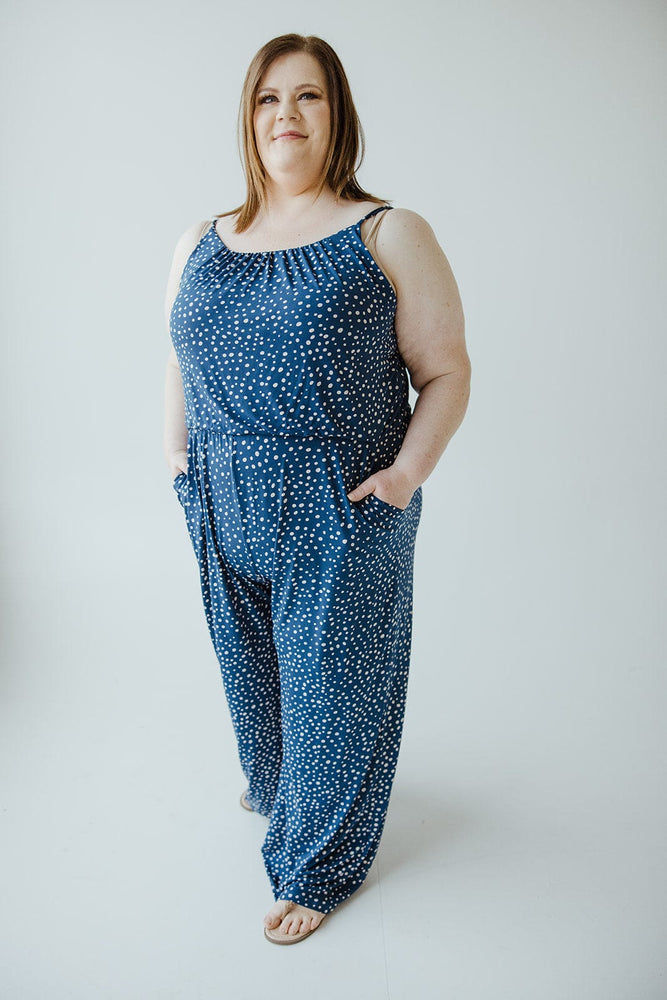 DOT JUMPSUIT IN EVENING AND STONE