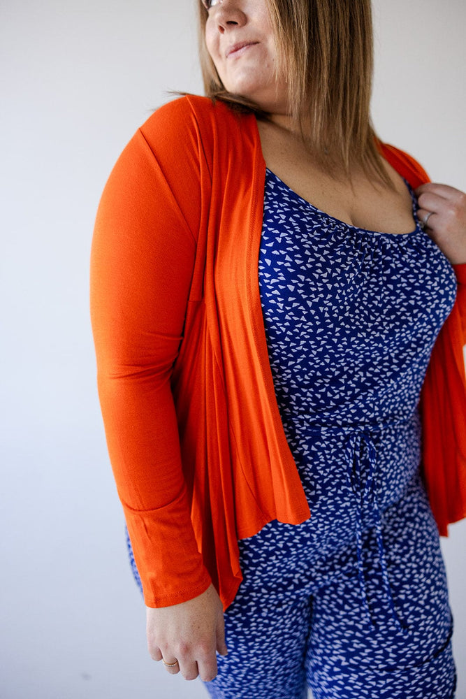 DRAPE FRONT CARDIGAN WITH BACK DETAIL