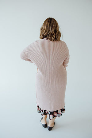 
            
                Load image into Gallery viewer, DUSTER CARDIGAN WITH VERTICAL RIBBING IN GREY ROSE
            
        