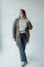 DUSTER CARDIGAN WITH VERTICAL RIBBING IN SOFT ARMY