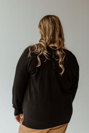 ESSENTIAL V-NECK FRONT SEAM SWEATER IN BLACK