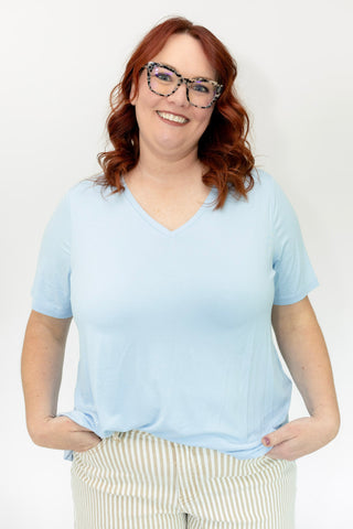 Essential V-Neck Tee – Light Blue