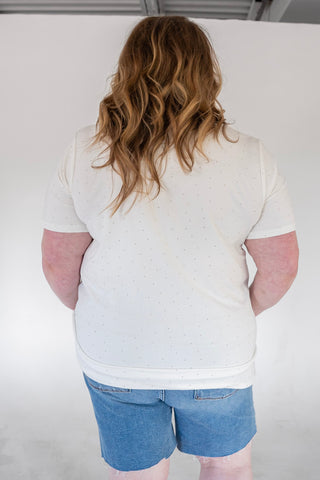 Essential Sparkle V-Neck Tee – Ivory