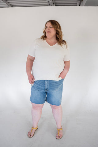 Essential Sparkle V-Neck Tee – Ivory