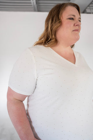 Essential Sparkle V-Neck Tee – Ivory