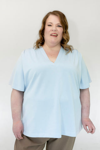 Ethereal Flutter Sleeve Blouse – Pale Blue | Luxe Light As Air Collection