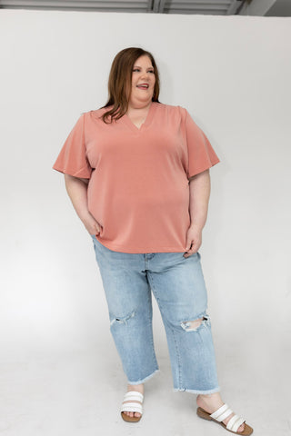 Ethereal Flutter Sleeve Blouse – Dusty Clay | Luxe Light As Air Collection