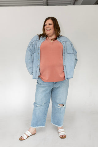 Light Wash Denim Button Down Shirt