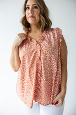 FLORAL TANK WITH RUFFLES IN TERRACOTTA
