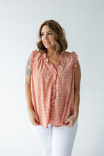 FLORAL TANK WITH RUFFLES IN TERRACOTTA
