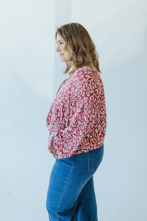 FLOWY ABSTRACT ANIMAL PRINT BLOUSE