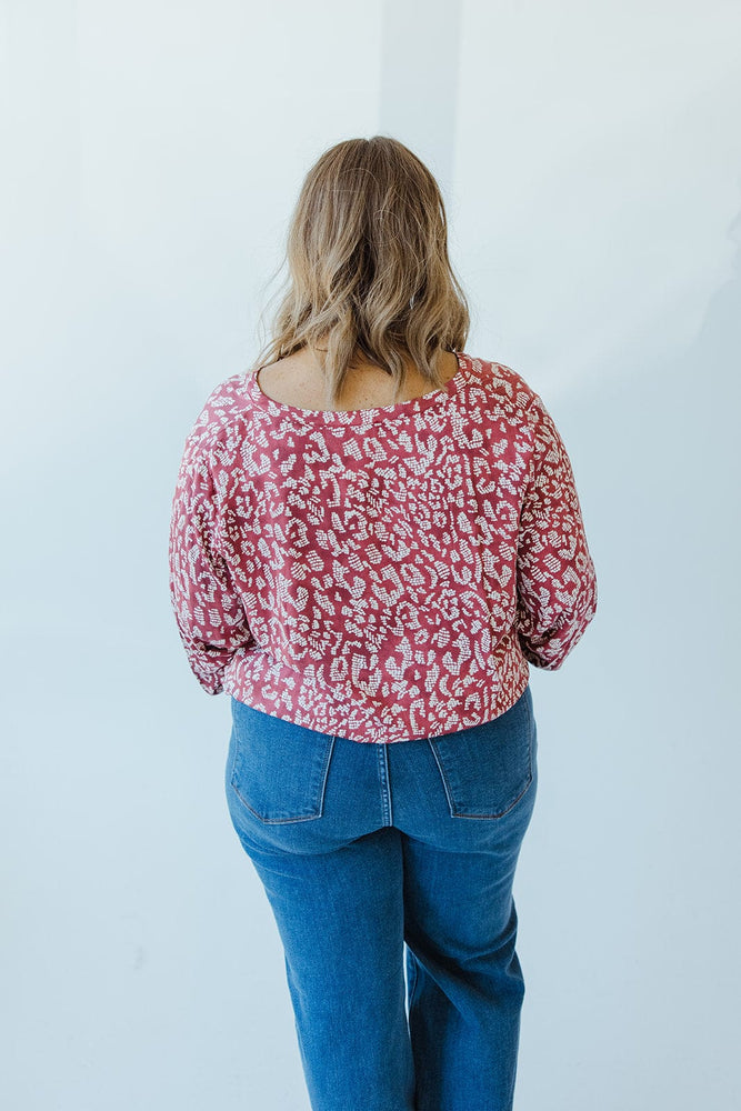 FLOWY ABSTRACT ANIMAL PRINT BLOUSE