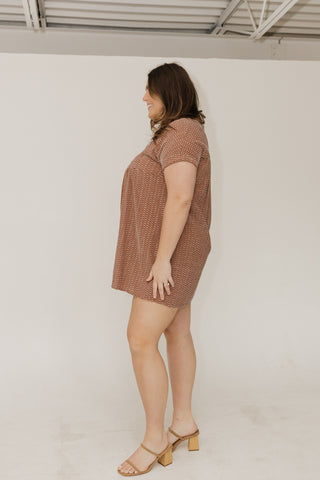 GEOMETRIC PATTERNED BUTTON FRONT DRESS