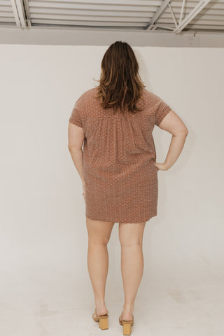 GEOMETRIC PATTERNED BUTTON FRONT DRESS