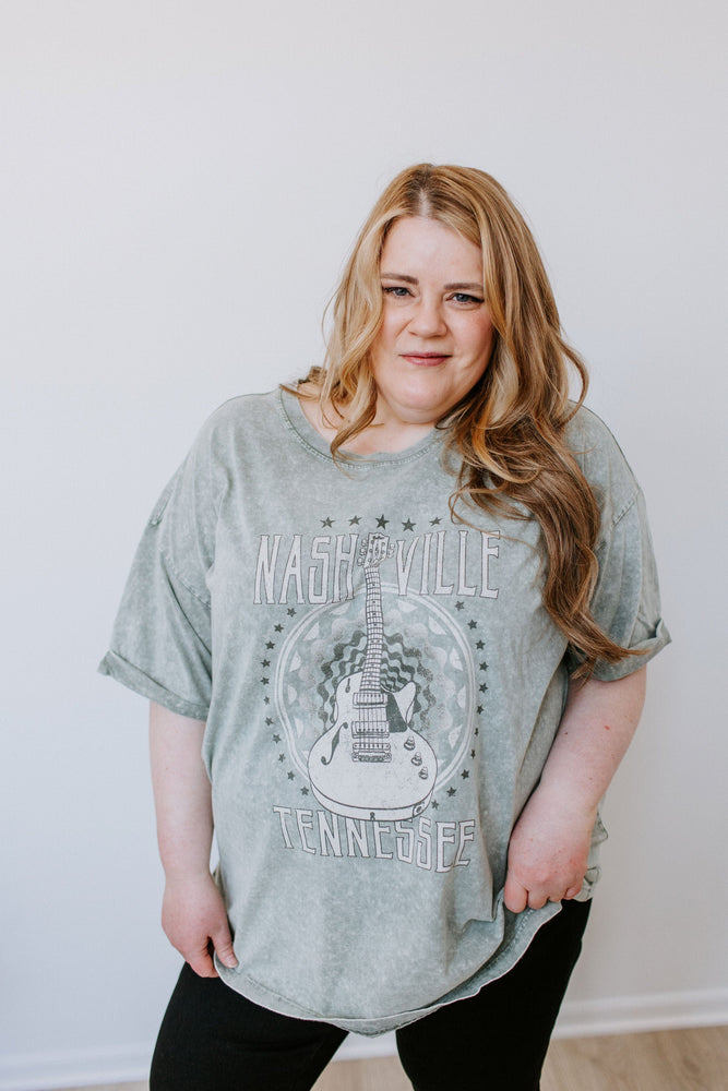 
            
                Load image into Gallery viewer, &amp;quot;NASHVILLE TENNESSEE&amp;quot; GRAPHIC TEE IN SAGE
            
        