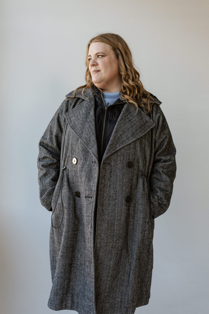 HERRINGBONE JACKET WITH DETACHABLE VEST AND HOOD