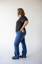 HIGH-RISE STRAIGHT LEG JEANS WITH STRIPE DETAIL