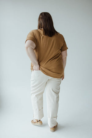 HIGH-RISE BUTTON FRONT RELAXED SKINNY IN BISCOTTI