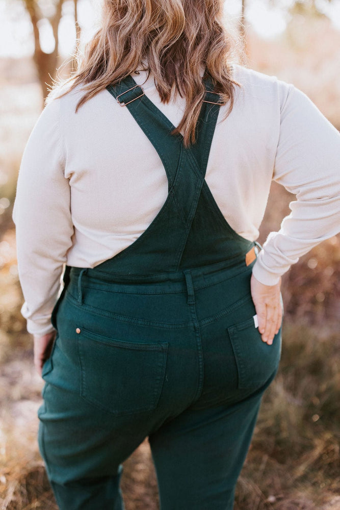 JUDY BLUE HIGH-WAISTED DOUBLE CUFF OVERALL IN TEAL