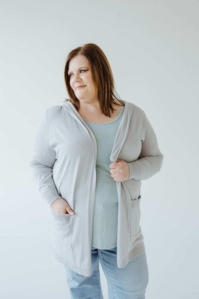HOODED CARDIGAN WITH POCKETS IN DOVE