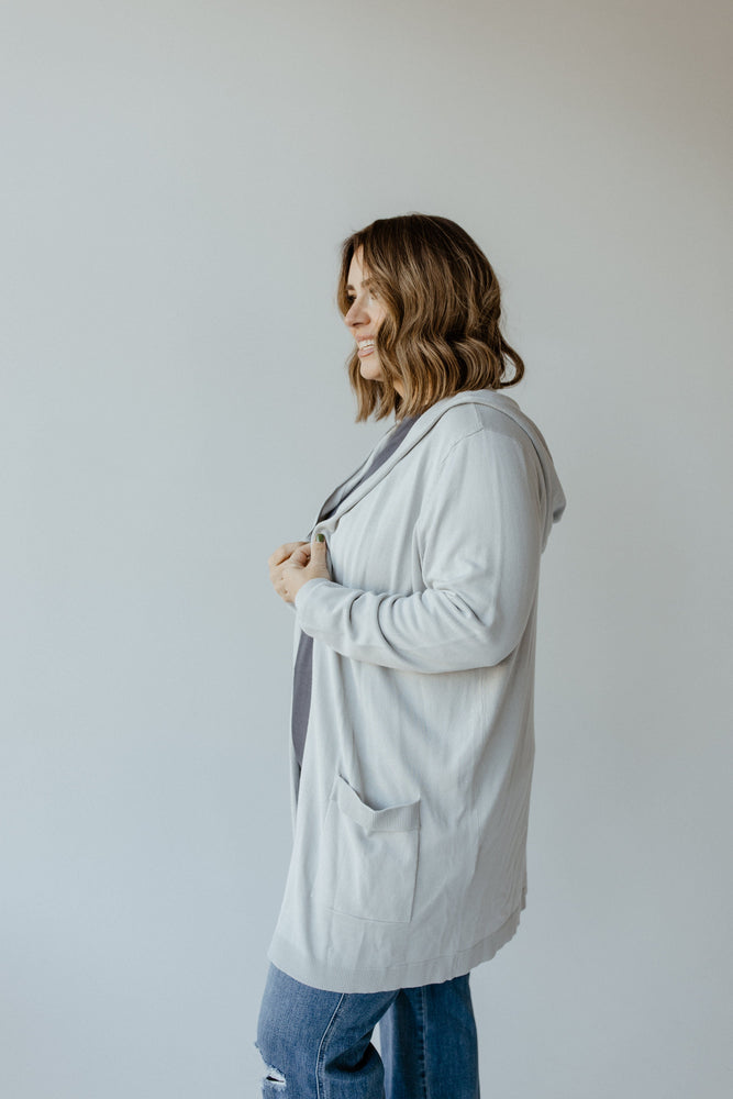 HOODED CARDIGAN WITH POCKETS IN DOVE