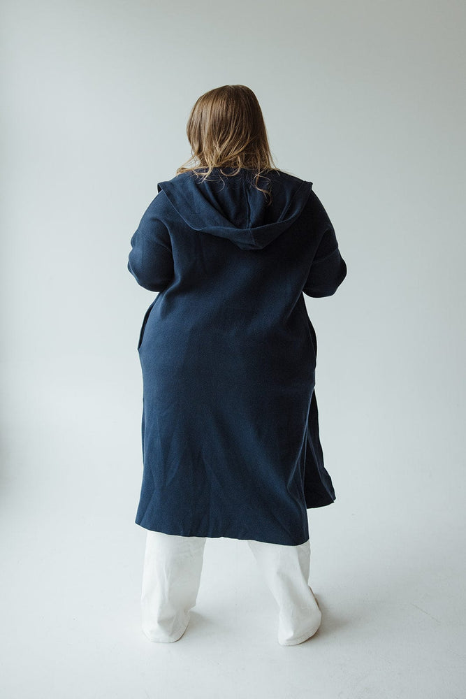 HOODED COATIGAN IN NAVY