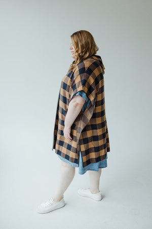 HOODED PLAID CAPE