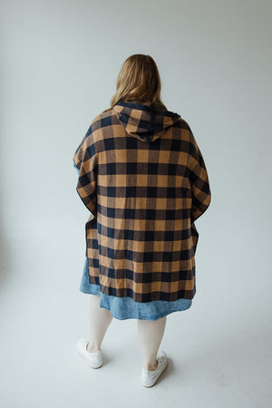 HOODED PLAID CAPE