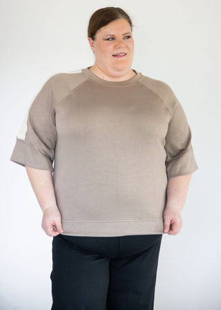 Half Sleeve Scuba Knit Top – Mocha