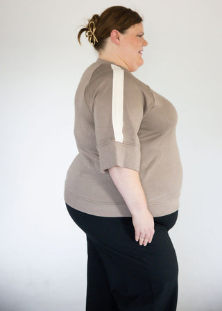 Half Sleeve Scuba Knit Top – Mocha