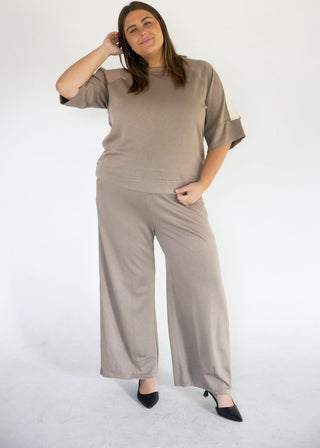 Half Sleeve Scuba Knit Top – Mocha