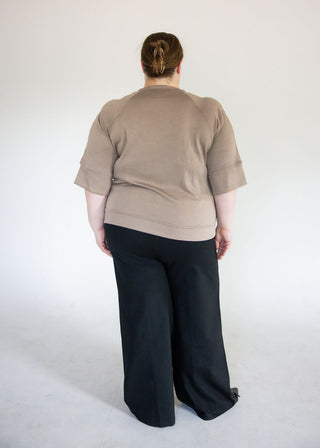 Half Sleeve Scuba Knit Top – Mocha
