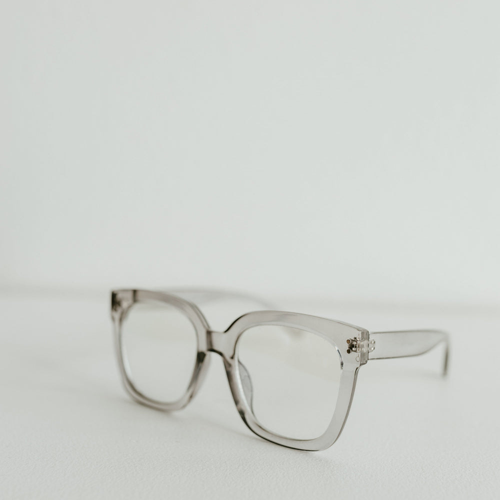 Clear eyeglasses on a white background
