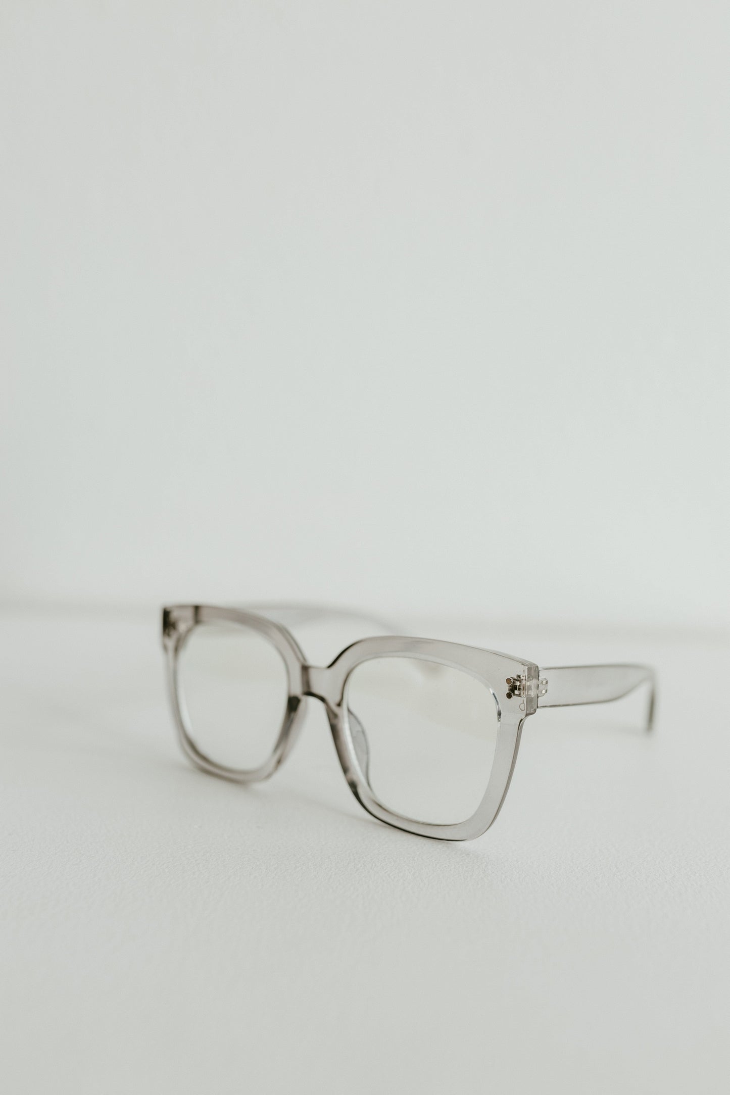 Clear eyeglasses on a white background
