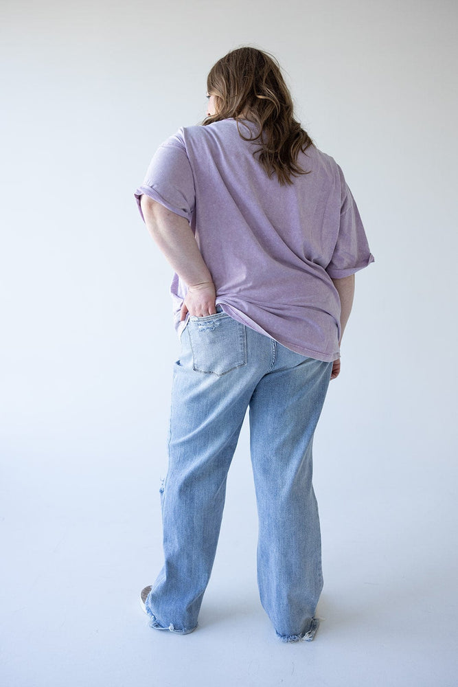 JUDY BLUE HIGH-RISE 90S FITTING DISTRESSED STRAIGHT LEG JEANS