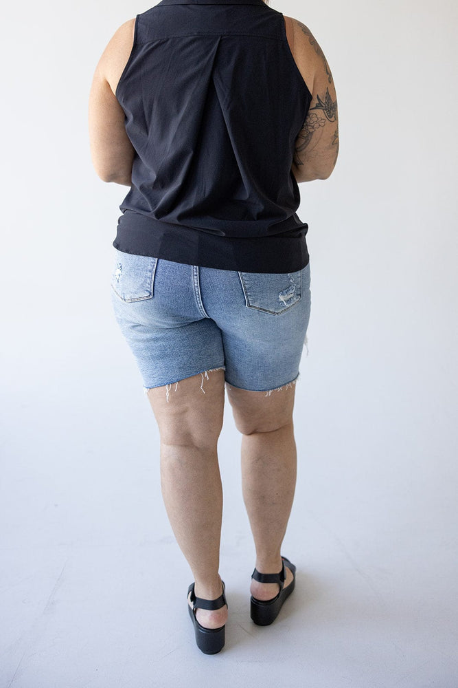 JUDY BLUE HIGH-RISE PATCHED DISTRESSED SHORTS