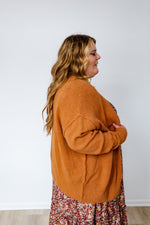 KNIT BUTTON FRONT CARDIGAN IN RUST